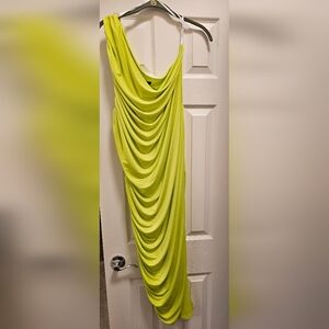 NWT Eloquii Acid Lime One shoulder ruched dress